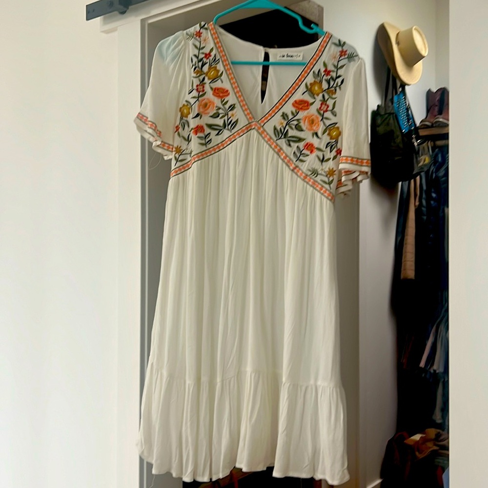 In Bloom white embroidered dress